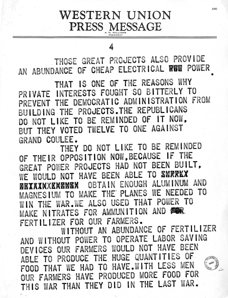 Campaign Speech of Vice Presidential Candidate Harry S. Truman in Butte, Montana
