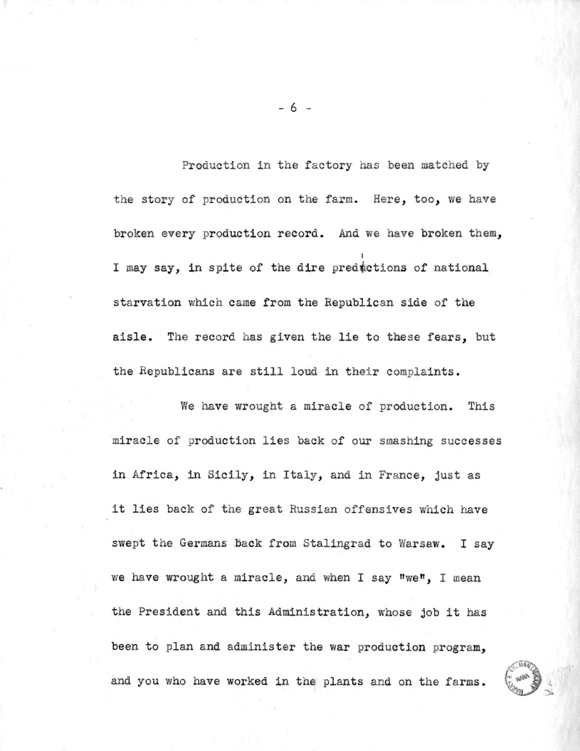 Draft Speech of Senator Harry S. Truman