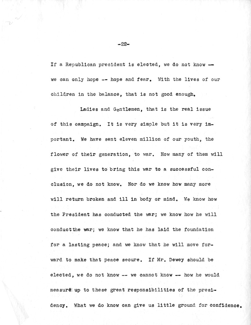Draft Speech of Senator Harry S. Truman
