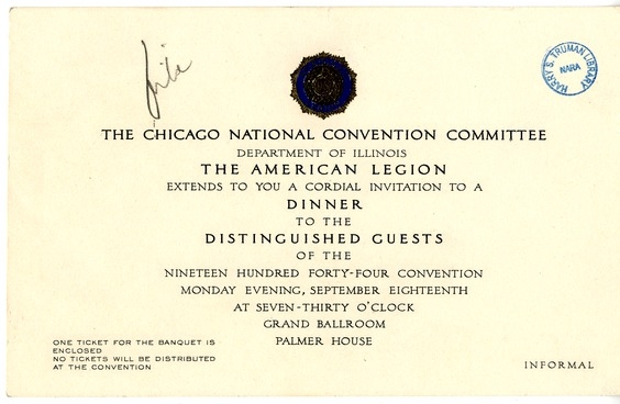 Speech of Senator Harry S. Truman at the American Legion National Convention in Chicago, Illinois