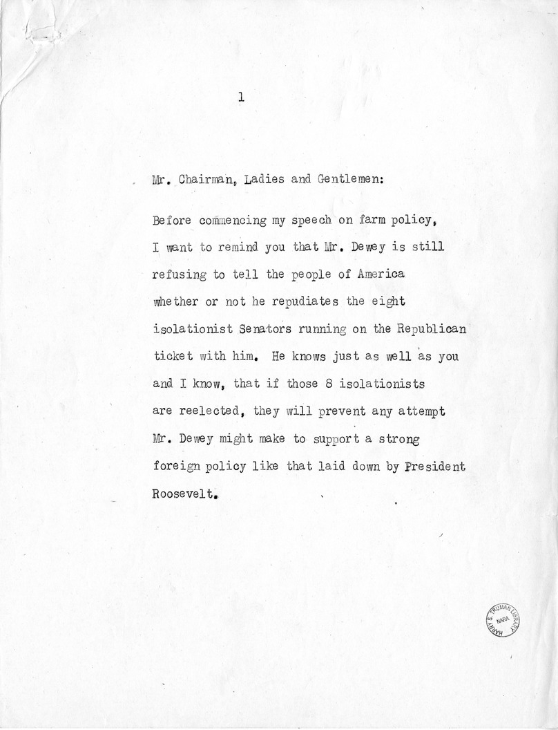 Speech of Senator Harry S. Truman at the American Legion National Convention in Chicago, Illinois