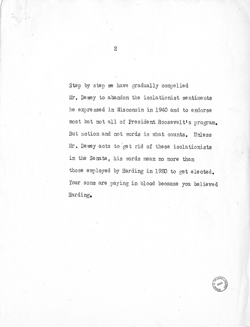 Speech of Senator Harry S. Truman at the American Legion National Convention in Chicago, Illinois