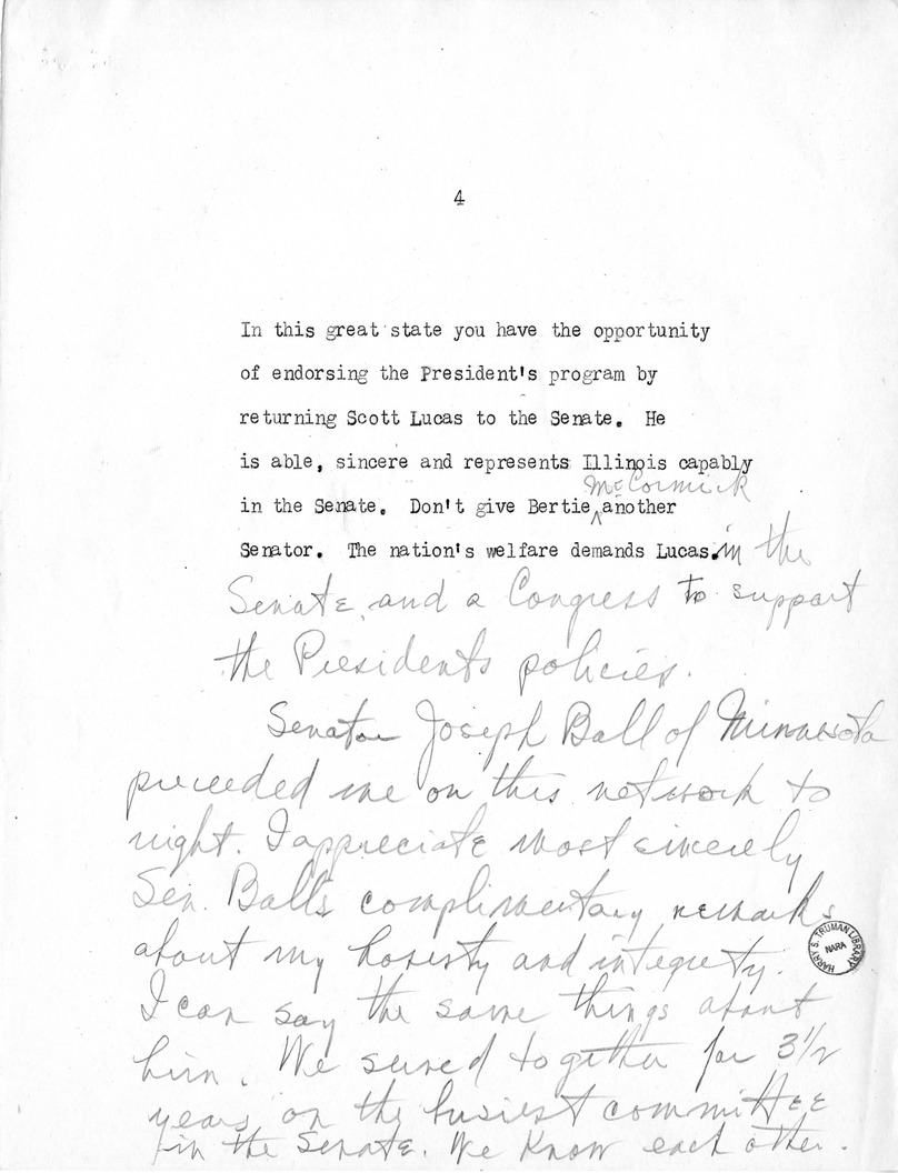 Speech of Senator Harry S. Truman at the American Legion National Convention in Chicago, Illinois