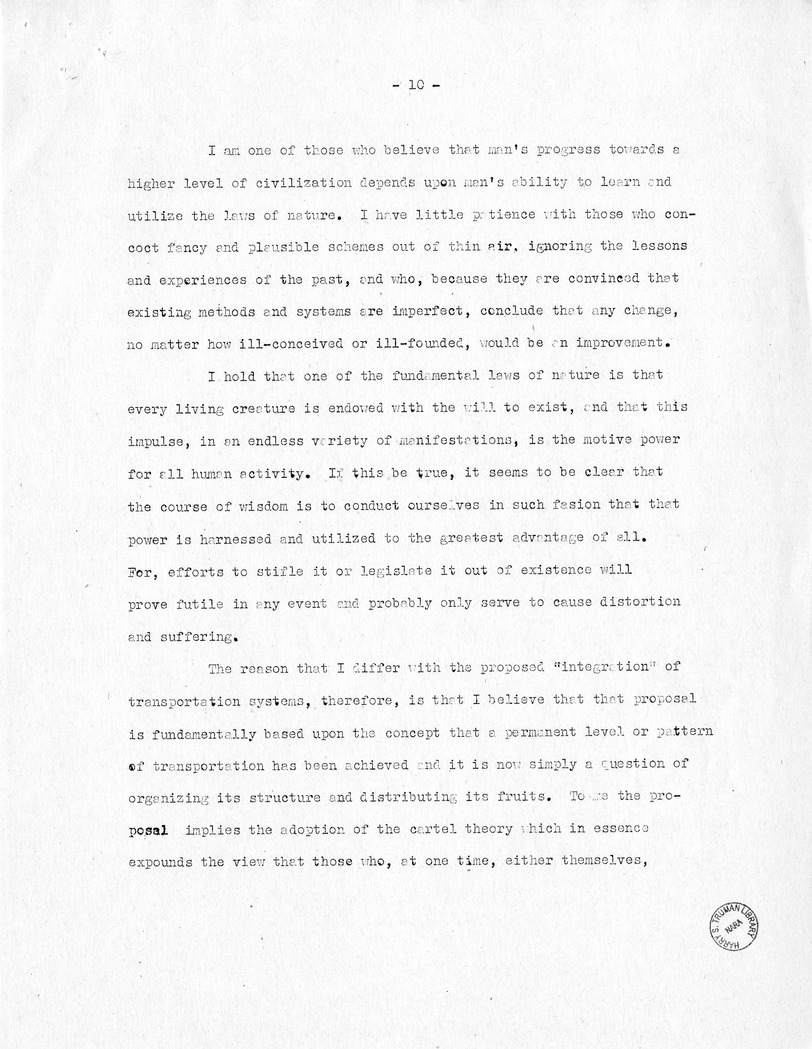 Speech of Senator Harry S. Truman Before the Traffic Club of Baltimore, Maryland