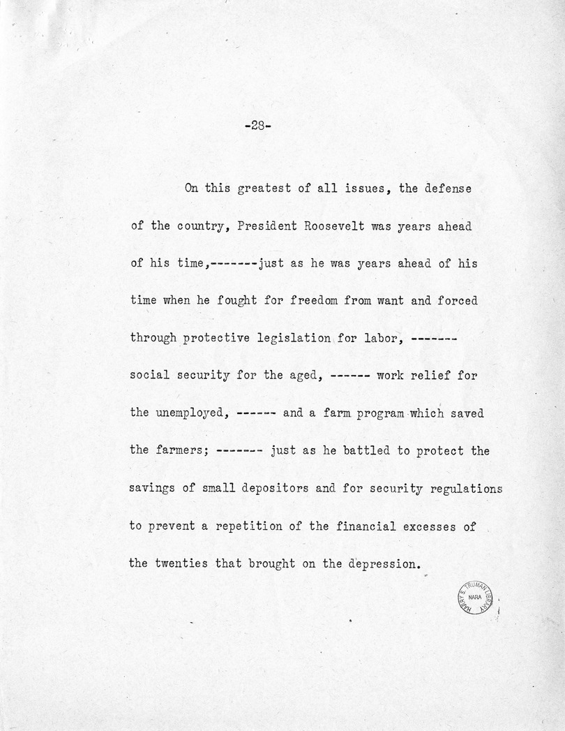 Reading Copy of Acceptance Speech of Vice Presidential Candidate  Harry S. Truman