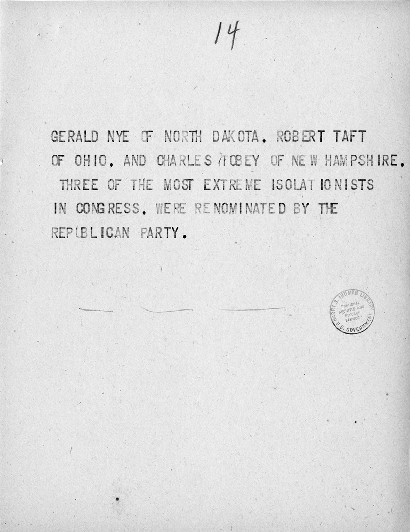 Reading Copy of Speech of Senator Harry S. Truman at Minneapolis, Minnesota