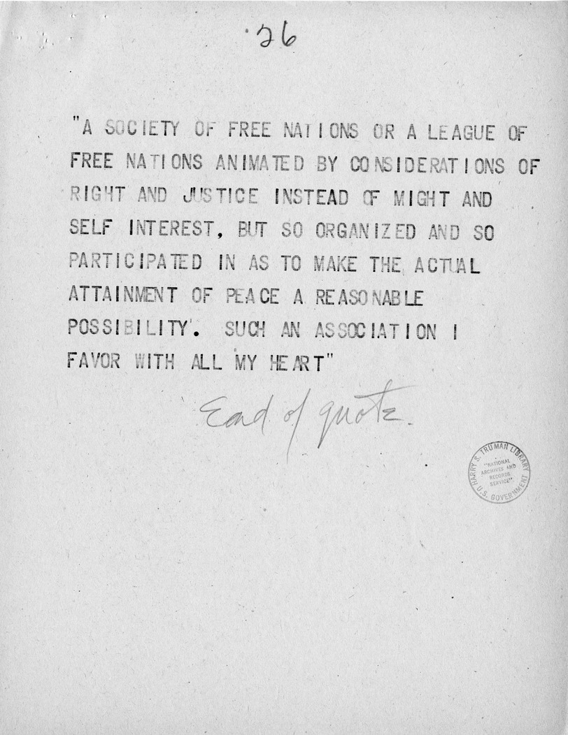 Reading Copy of Speech of Senator Harry S. Truman at Minneapolis, Minnesota