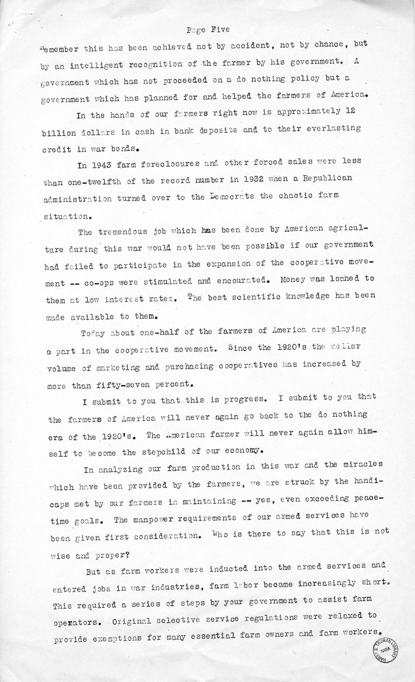 Speech of Senator Harry S. Truman, Democratic Candidate for Vice President, at Peoria, Illinois