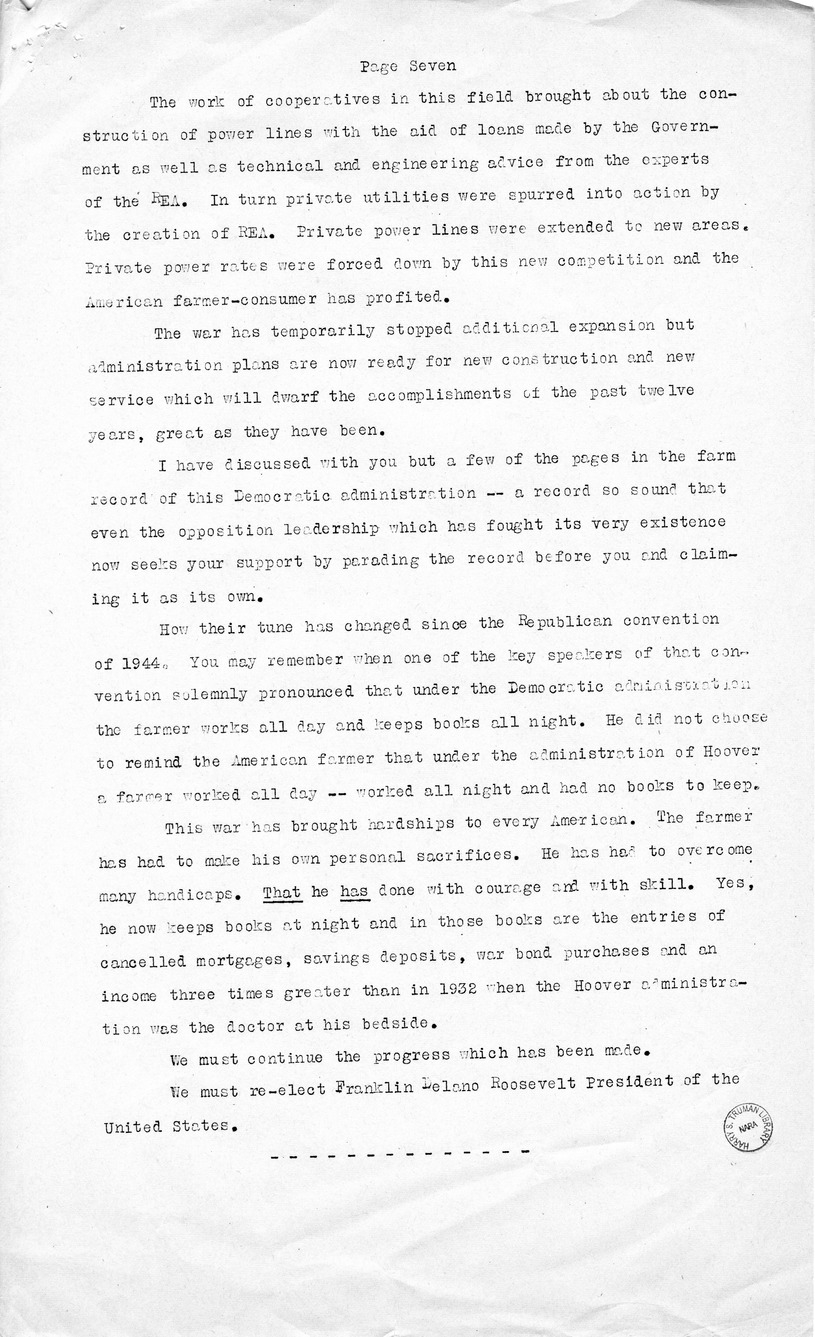 Speech of Senator Harry S. Truman, Democratic Candidate for Vice President, at Peoria, Illinois
