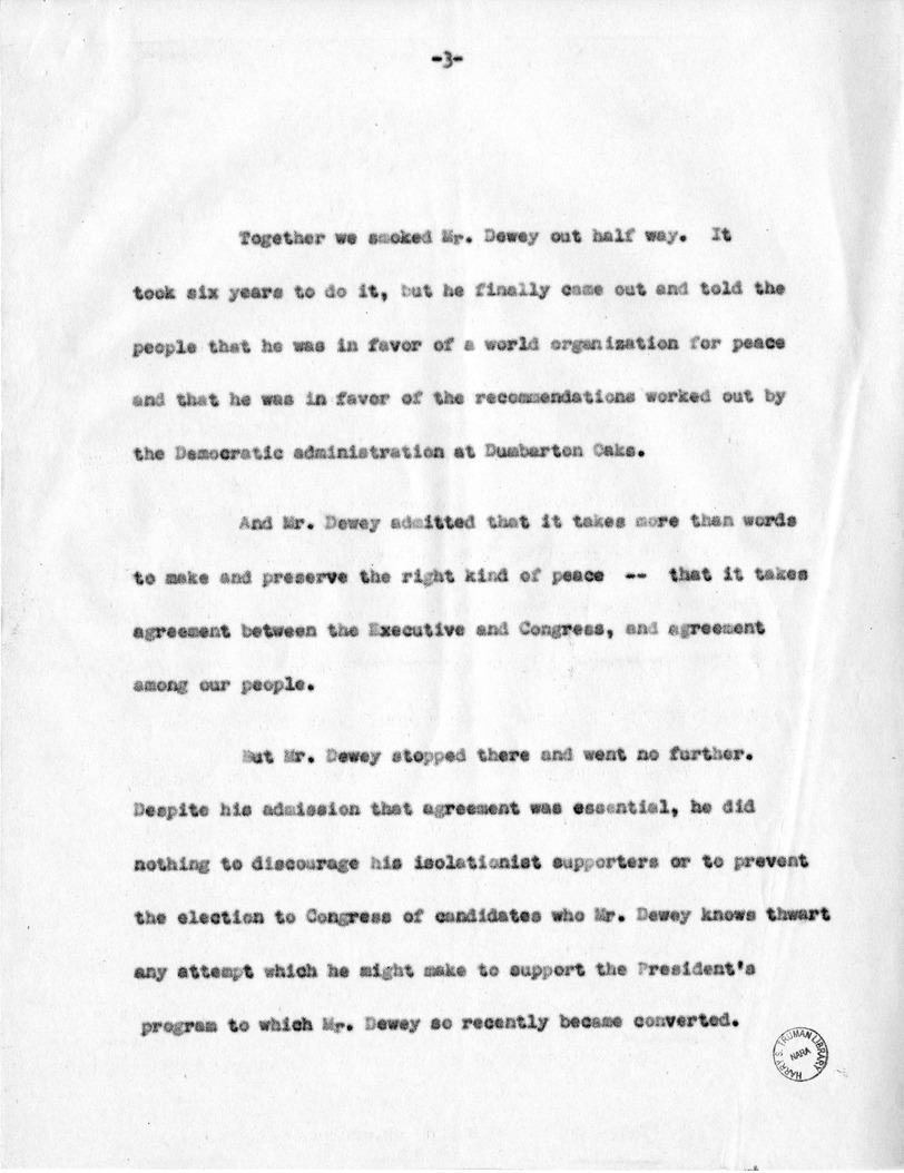 Speech of Senator Harry S. Truman, Democratic Candidate for Vice President, in Minnesota