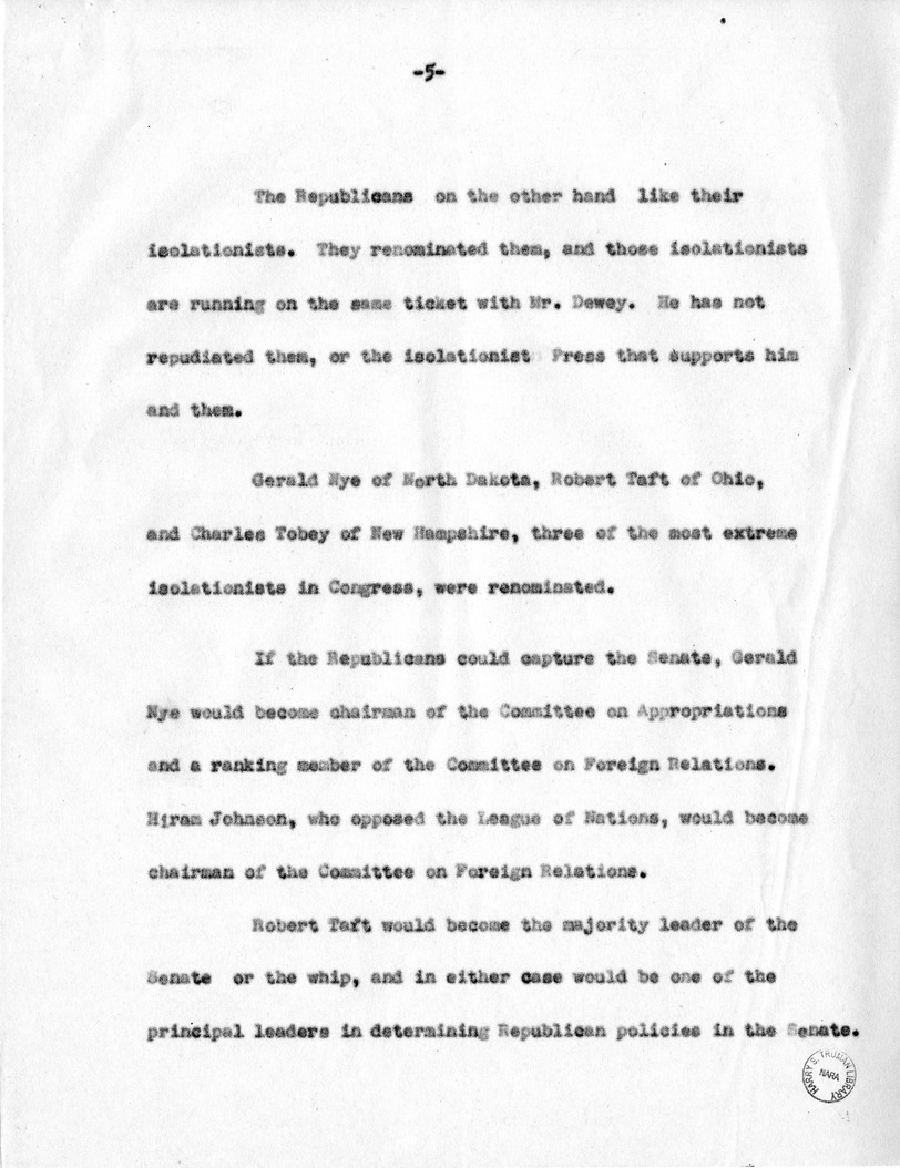 Speech of Senator Harry S. Truman, Democratic Candidate for Vice President, in Minnesota