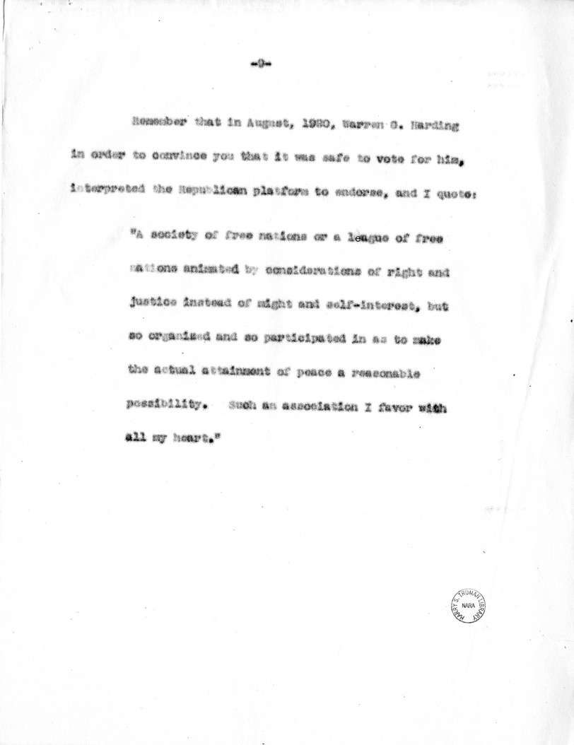Speech of Senator Harry S. Truman, Democratic Candidate for Vice President, in Minnesota