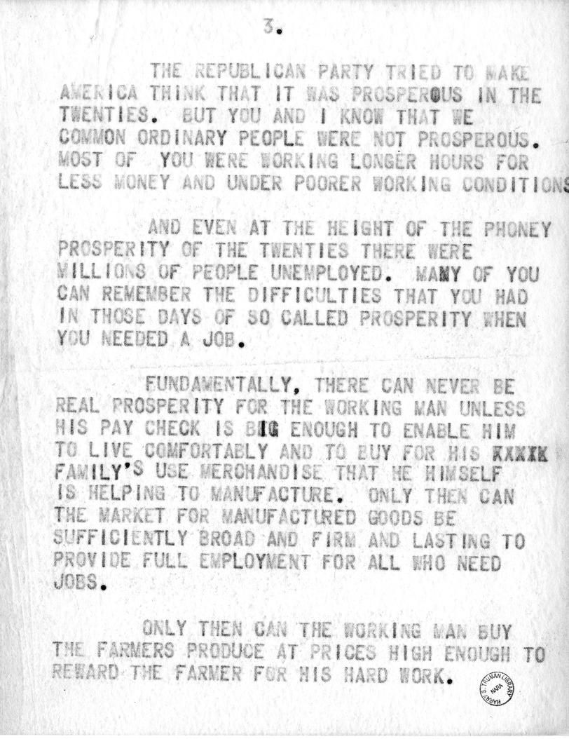 Draft Speech of Senator Harry S. Truman, Democratic Candidate for Vice President, at Pittsburgh, Pennsylvania