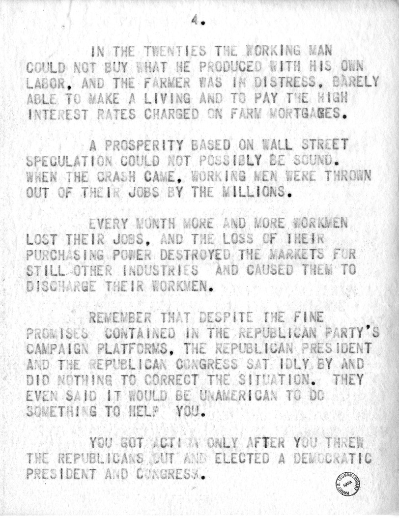Draft Speech of Senator Harry S. Truman, Democratic Candidate for Vice President, at Pittsburgh, Pennsylvania