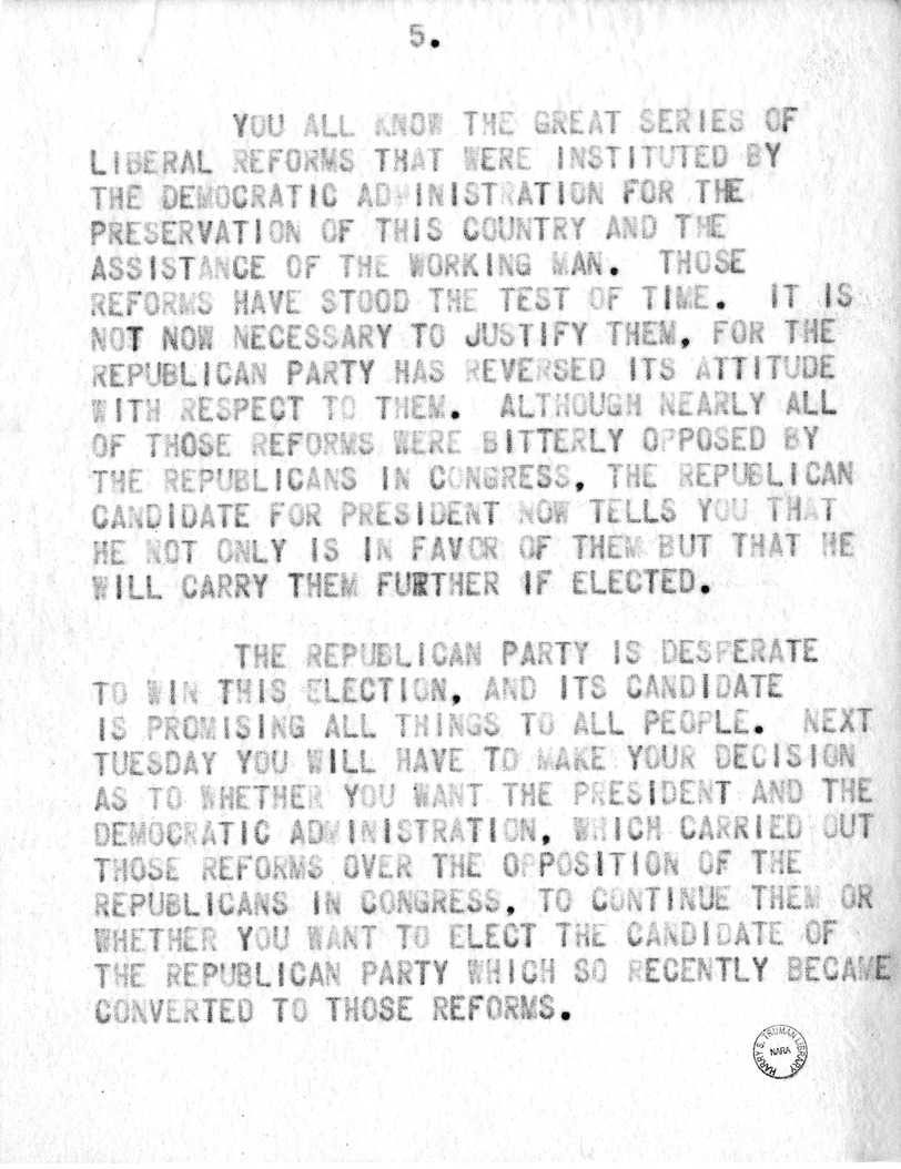 Draft Speech of Senator Harry S. Truman, Democratic Candidate for Vice President, at Pittsburgh, Pennsylvania