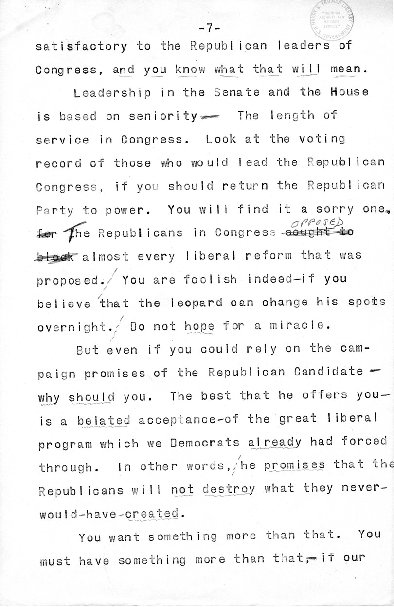 Draft Speech of Senator Harry S. Truman, Democratic Candidate for Vice President at Pittsburgh, Pennsylvania