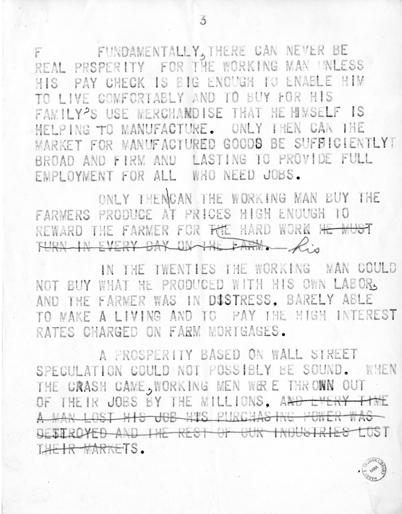 Draft Speech of Senator Harry S. Truman, Democratic Candidate for Vice President at Pittsburgh, Pennsylvania
