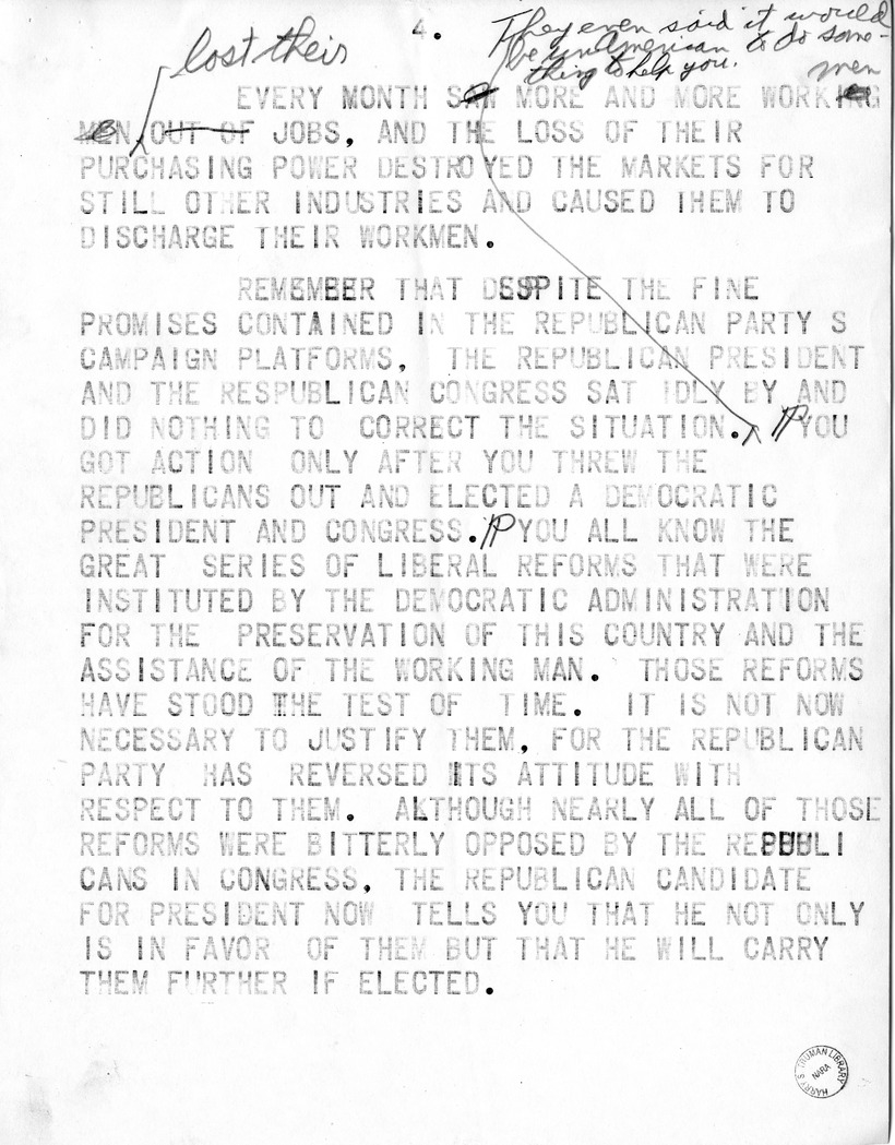 Draft Speech of Senator Harry S. Truman, Democratic Candidate for Vice President at Pittsburgh, Pennsylvania