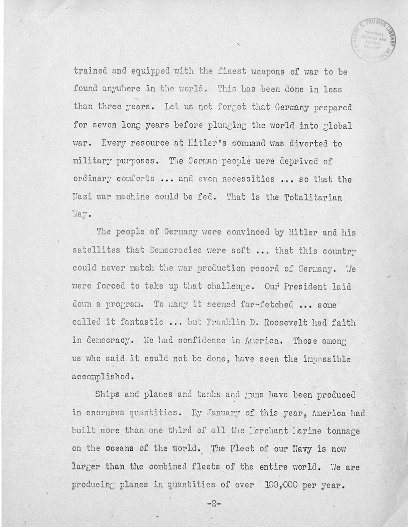 Speech of Senator Harry S. Truman, Democratic Nominee for Vice President at Independence, Missouri