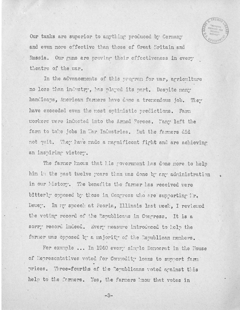 Speech of Senator Harry S. Truman, Democratic Nominee for Vice President at Independence, Missouri