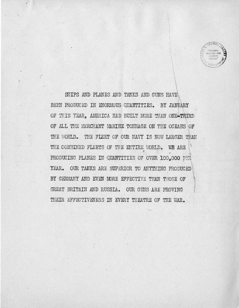 Reading Copy of Speech of Senator Harry S. Truman, Democratic Candidate for Vice President, at Independence, Missouri