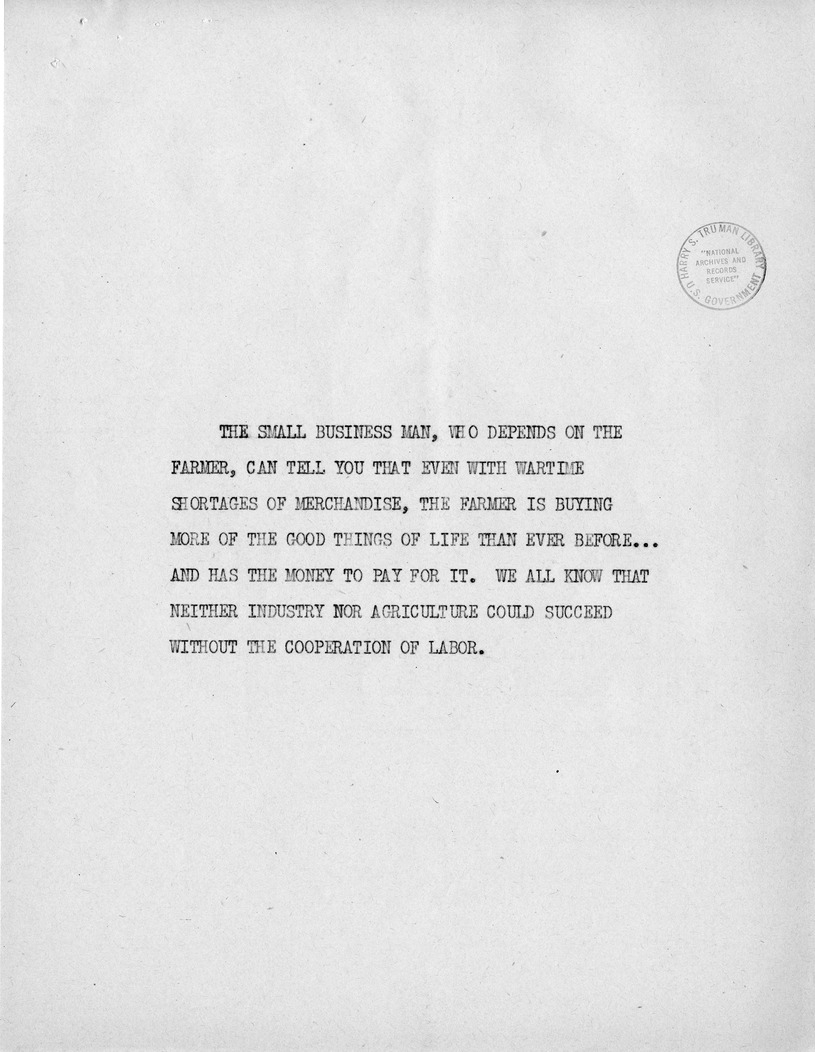Reading Copy of Speech of Senator Harry S. Truman, Democratic Candidate for Vice President, at Independence, Missouri