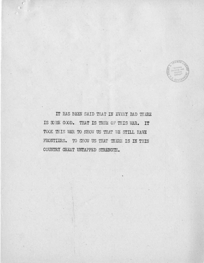 Reading Copy of Speech of Senator Harry S. Truman, Democratic Candidate for Vice President, at Independence, Missouri
