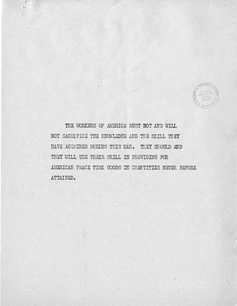 Reading Copy of Speech of Senator Harry S. Truman, Democratic Candidate for Vice President, at Independence, Missouri