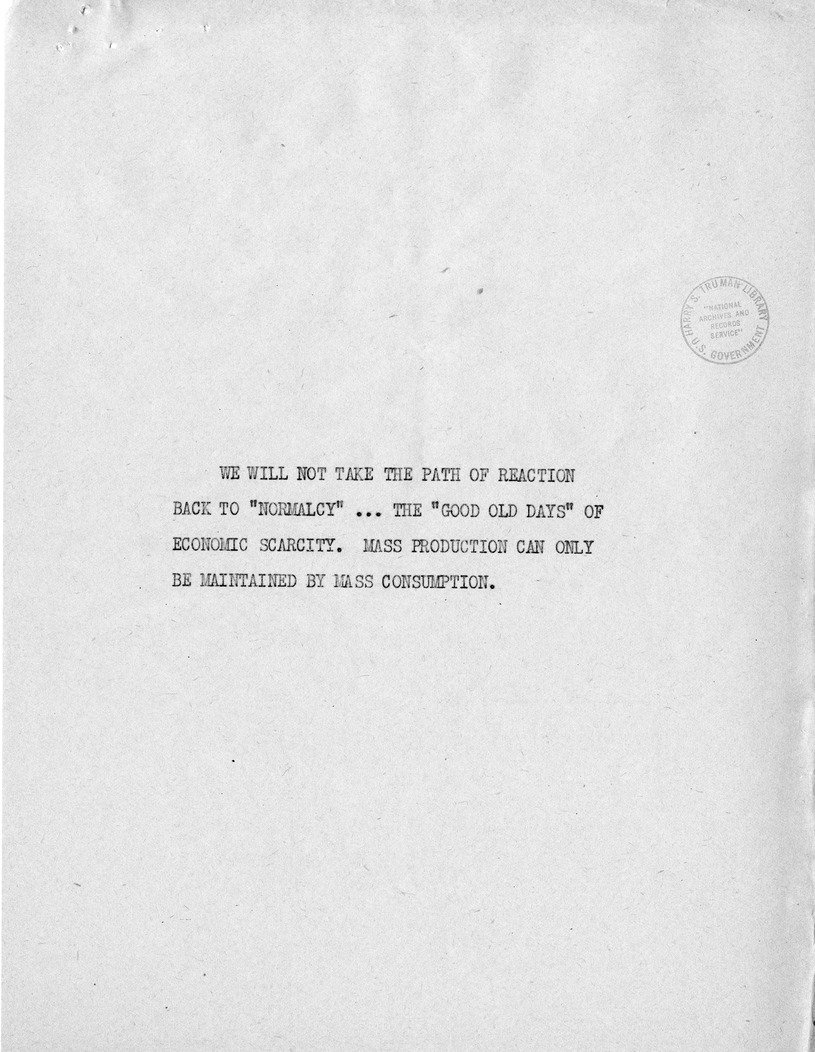 Reading Copy of Speech of Senator Harry S. Truman, Democratic Candidate for Vice President, at Independence, Missouri