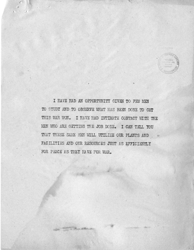 Reading Copy of Speech of Senator Harry S. Truman, Democratic Candidate for Vice President, at Independence, Missouri