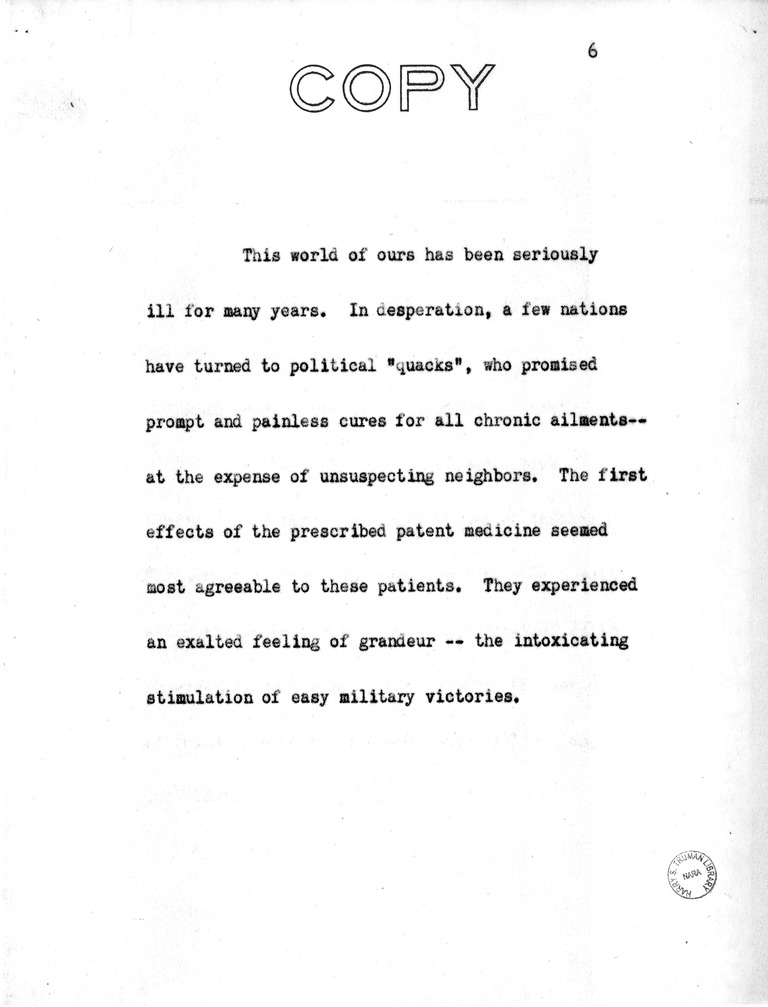 Address of Vice President Harry S. Truman in Philadelphia, Pennsylvania