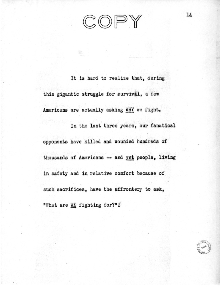 Address of Vice President Harry S. Truman in Philadelphia, Pennsylvania
