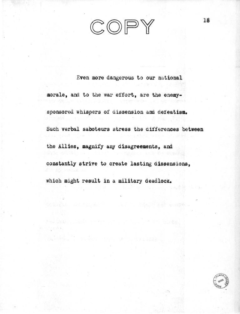 Address of Vice President Harry S. Truman in Philadelphia, Pennsylvania