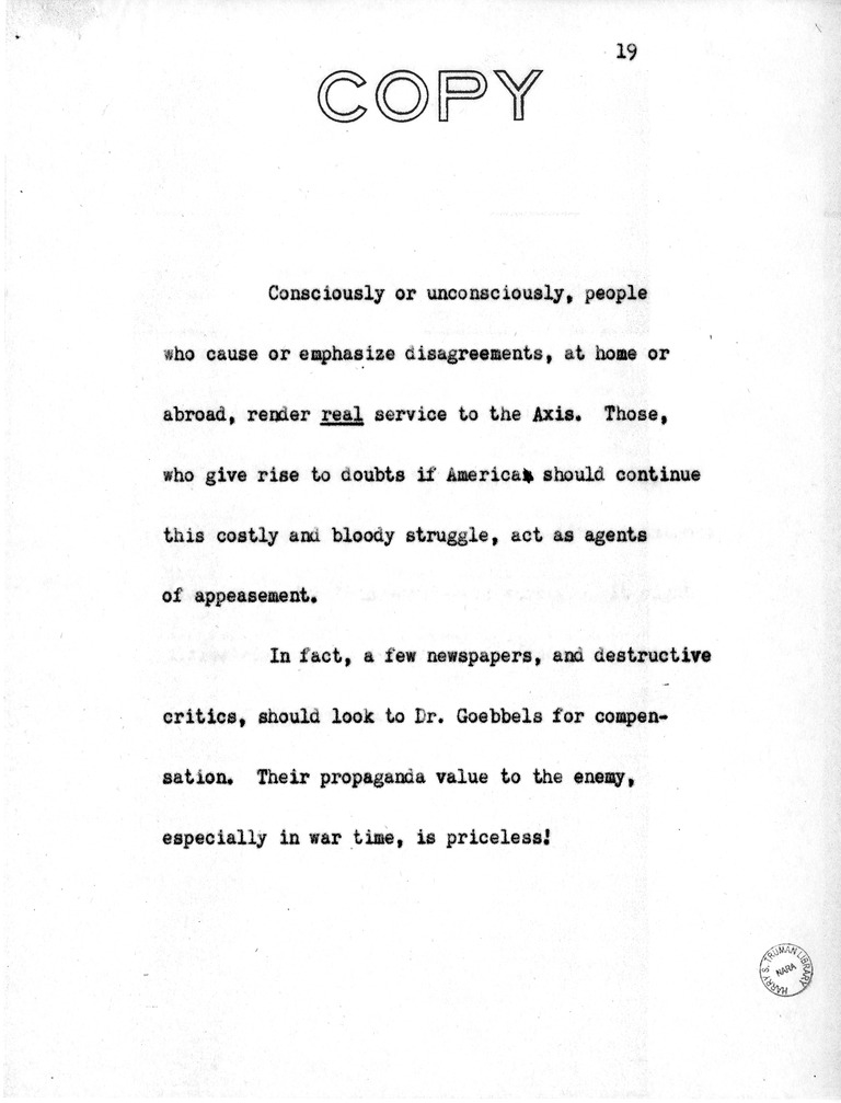 Address of Vice President Harry S. Truman in Philadelphia, Pennsylvania