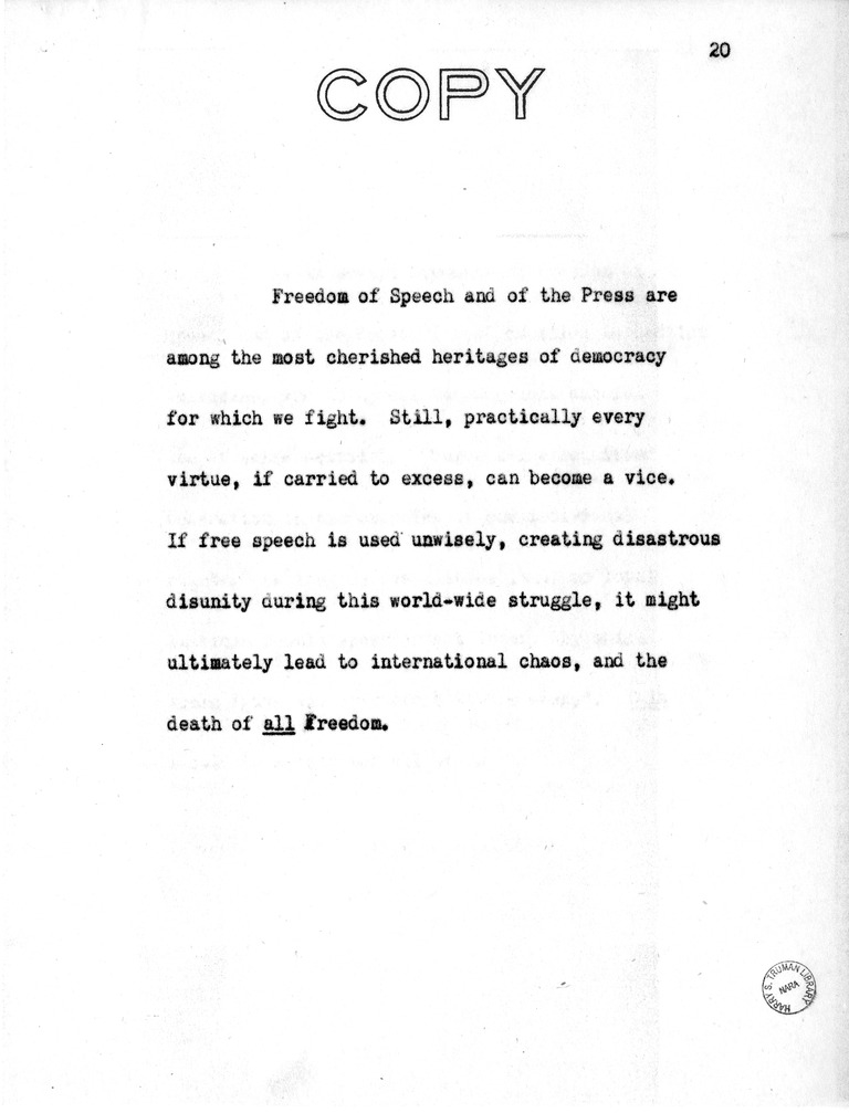 Address of Vice President Harry S. Truman in Philadelphia, Pennsylvania