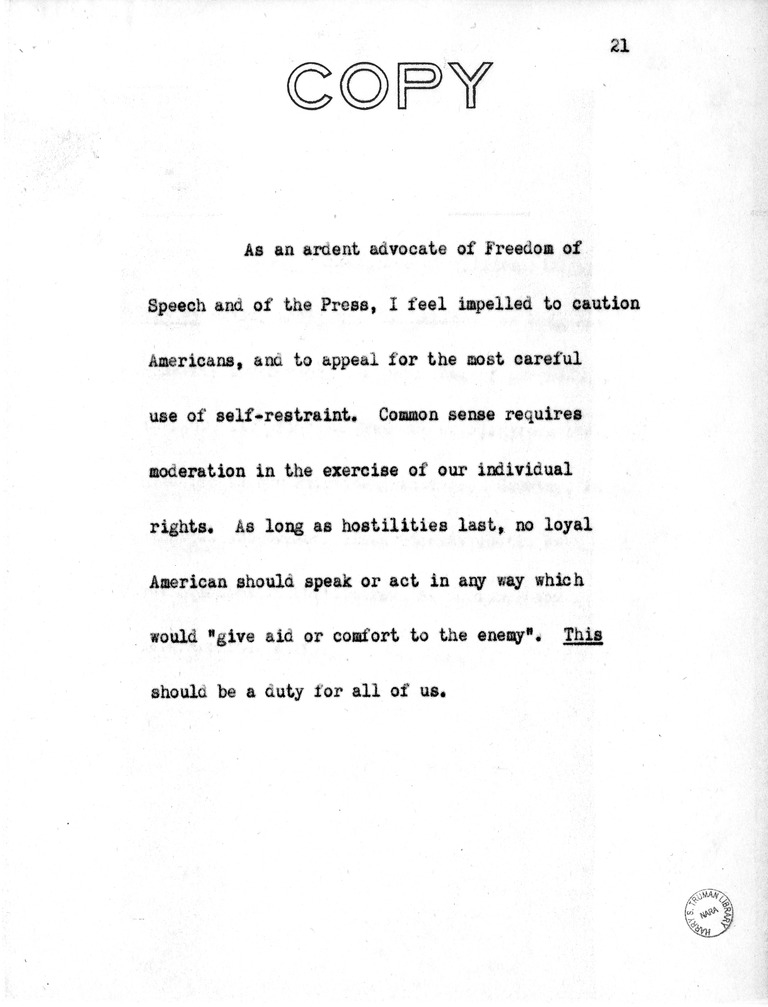 Address of Vice President Harry S. Truman in Philadelphia, Pennsylvania