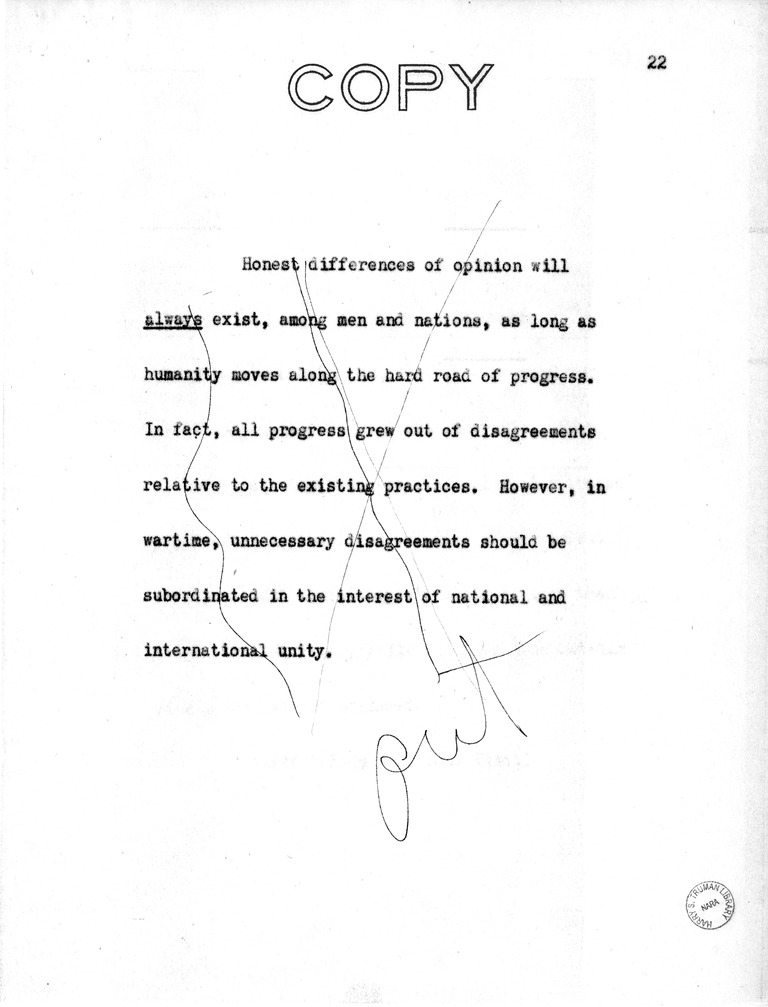 Address of Vice President Harry S. Truman in Philadelphia, Pennsylvania