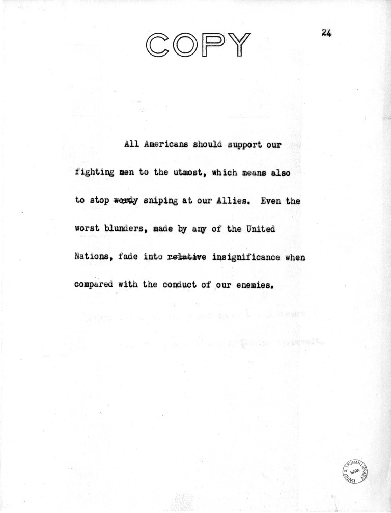Address of Vice President Harry S. Truman in Philadelphia, Pennsylvania