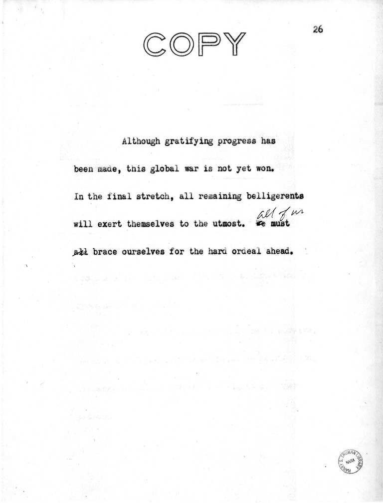 Address of Vice President Harry S. Truman in Philadelphia, Pennsylvania