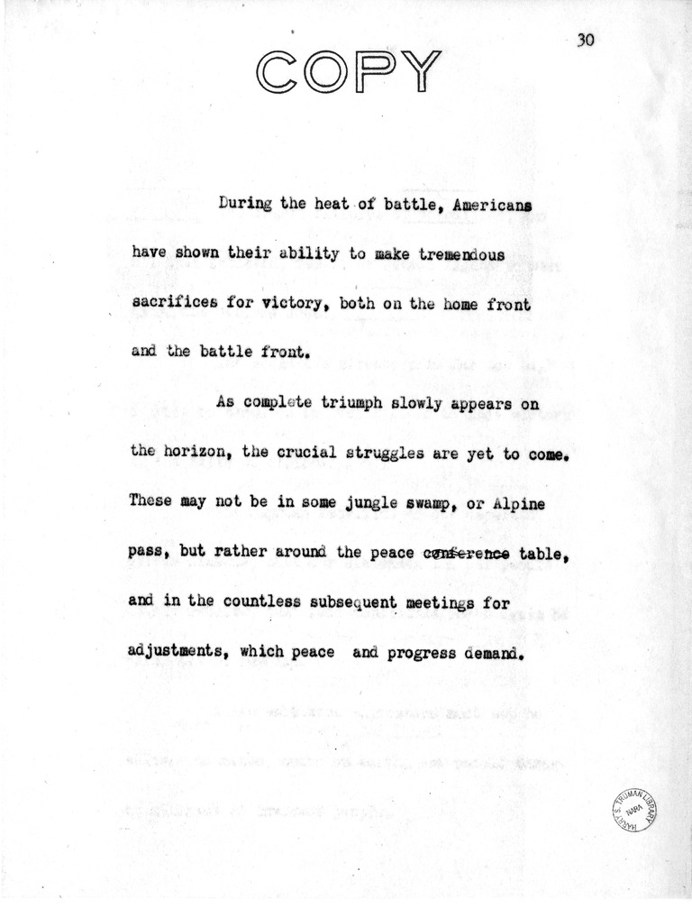 Address of Vice President Harry S. Truman in Philadelphia, Pennsylvania