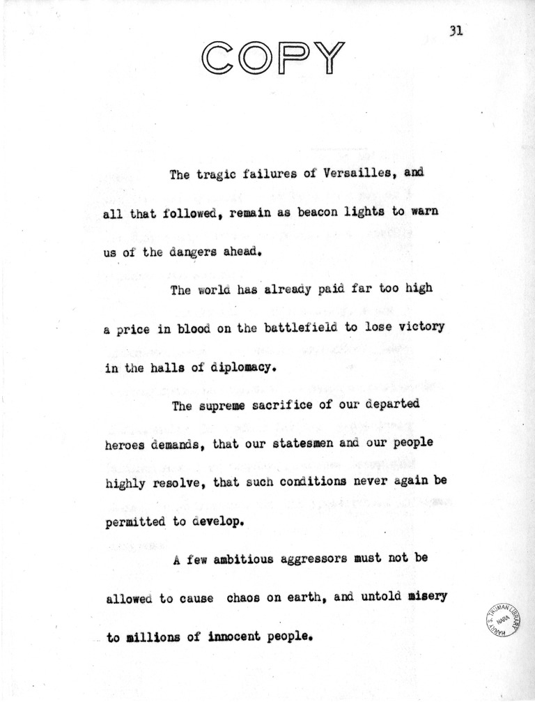 Address of Vice President Harry S. Truman in Philadelphia, Pennsylvania