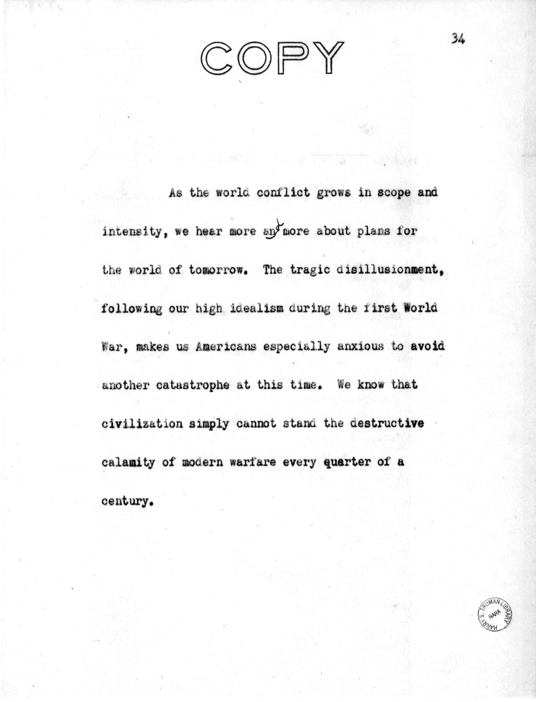 Address of Vice President Harry S. Truman in Philadelphia, Pennsylvania