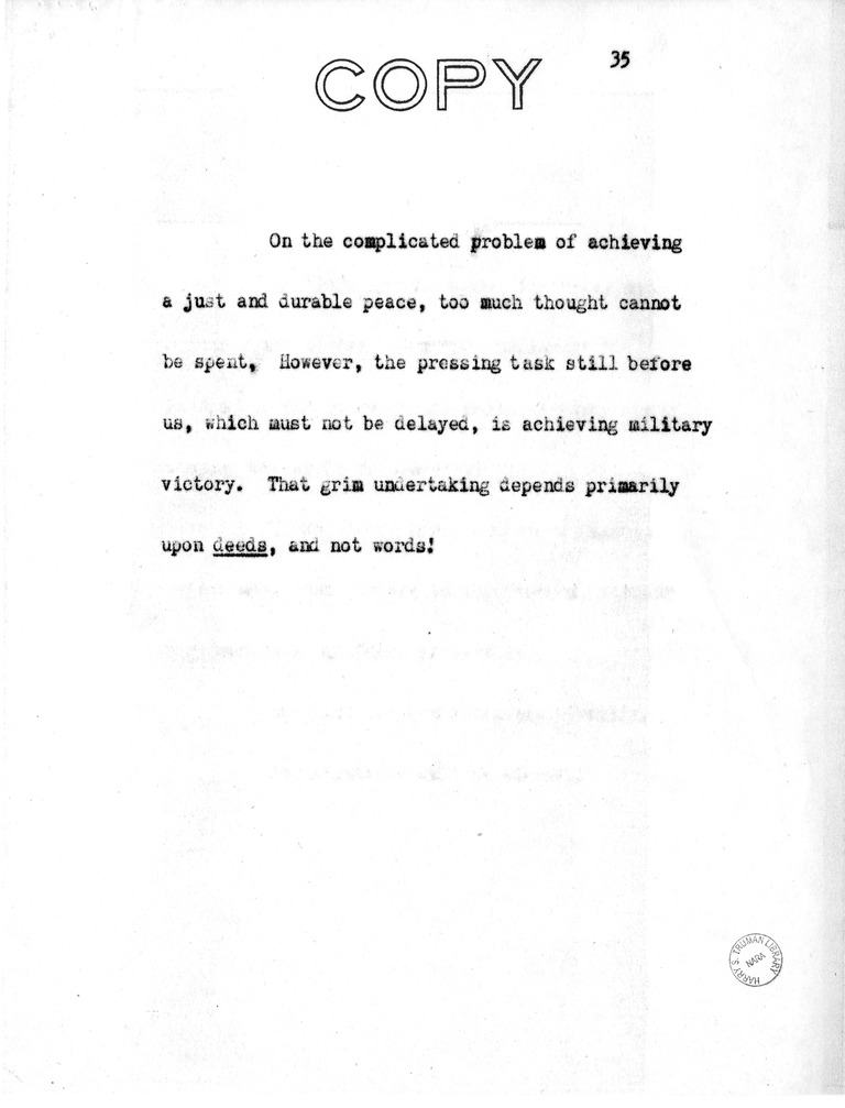 Address of Vice President Harry S. Truman in Philadelphia, Pennsylvania