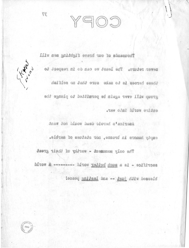 Address of Vice President Harry S. Truman in Philadelphia, Pennsylvania