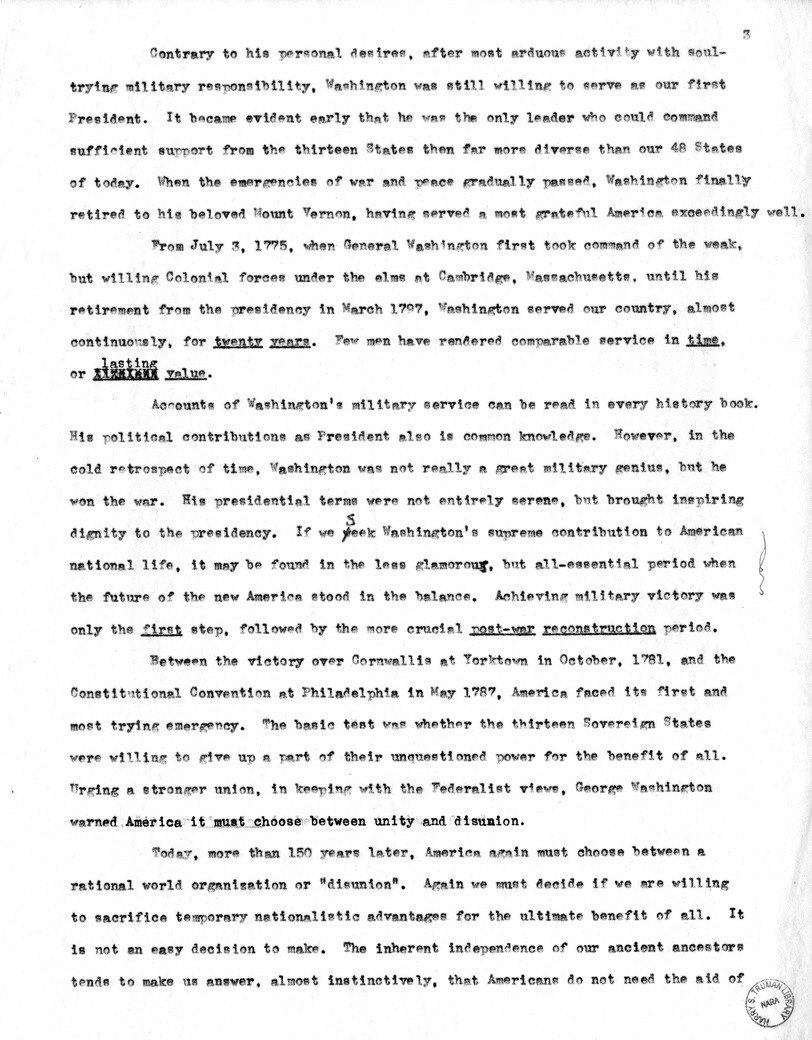 Draft of Suggested Speech of Vice President Harry S. Truman at Jefferson City, Missouri