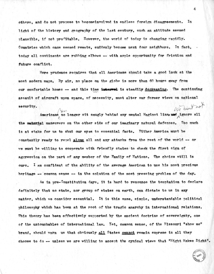 Draft of Suggested Speech of Vice President Harry S. Truman at Jefferson City, Missouri