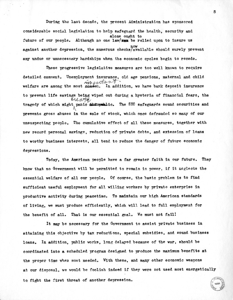 Draft of Suggested Speech for Vice President Harry S. Truman at Buffalo, New York