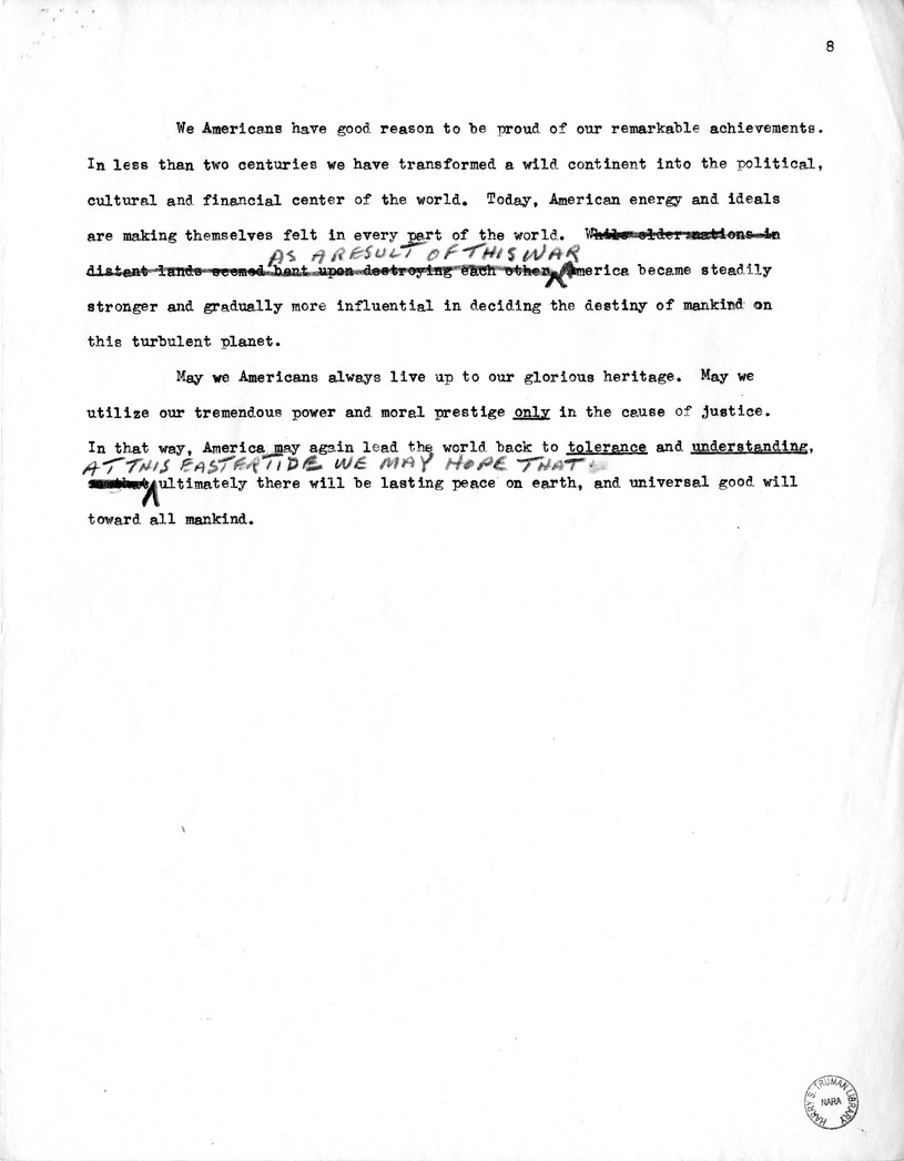 Draft of Suggested Speech for Vice President Harry S. Truman at Buffalo, New York