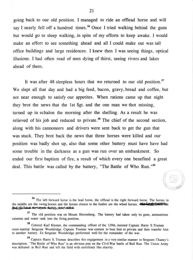 "The Memoirs of Sergeant Verne Chaney"