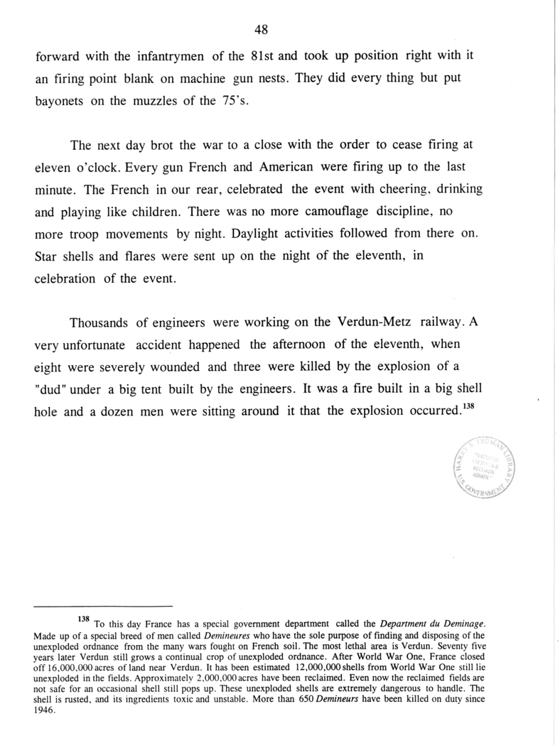 "The Memoirs of Sergeant Verne Chaney"